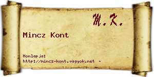 Mincz Kont névjegykártya